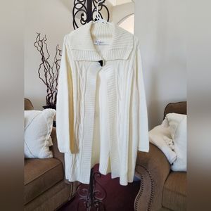Cream Sweater by Denim & Co. Open Front Plus size 2X